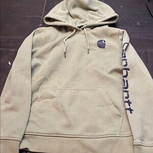 Carhartt Men's Olive Hoodie with Navy Logo